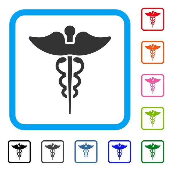 Medicin Caduceus Symbol inramade ikonen — Stock vektor