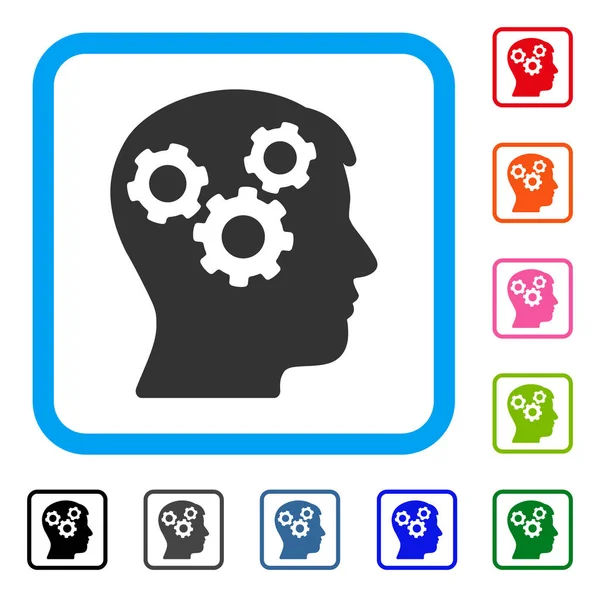 Mind Gears Framed Icon — Stock Vector