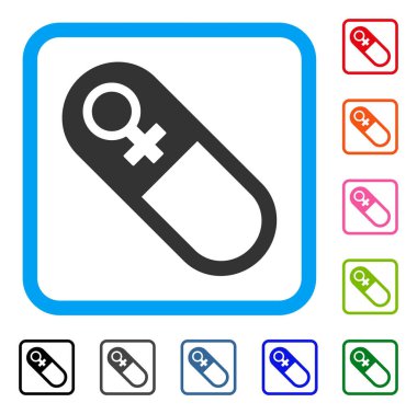 Kadın hap simgesi çerçeveli