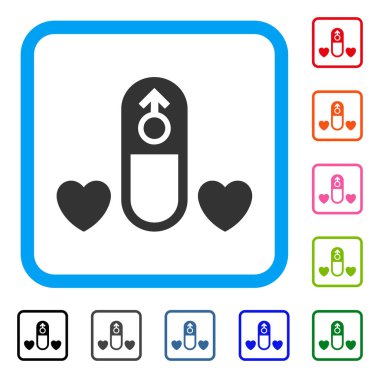 Aşk ilaç hap simgesi çerçeveli