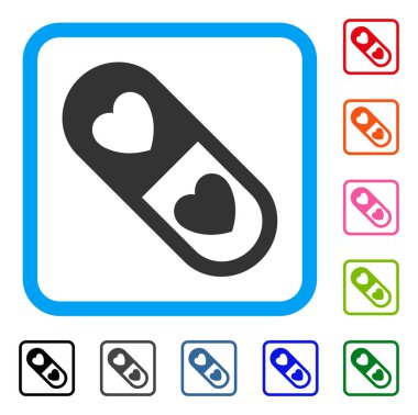 Aşk hap simgesi çerçeveli