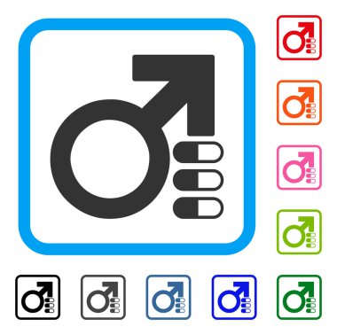 Erkek ereksiyon hapları simgesi çerçeveli