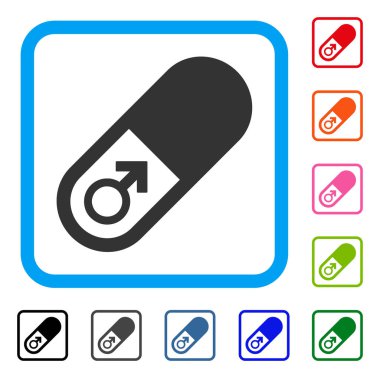 Erkek güç hapı simgesi çerçeveli