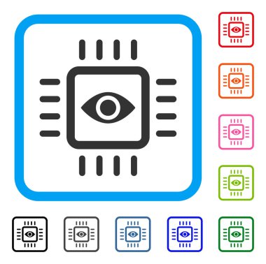 Biyonik görme çip simgesi çerçeveli