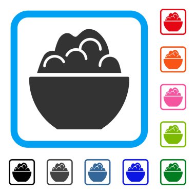 Yulaf lapası kase simgesi çerçeveli