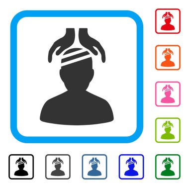 Psikiyatri hasta tedavi eller simgesini çerçeveli