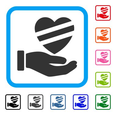 Hasta kalp bakım el simgesi çerçeveli