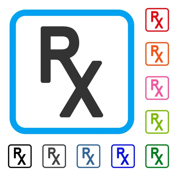 Símbolo médico de Rx emoldurado ícone — Vetor de Stock