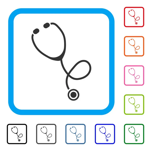 Stethoscope Framed Icon — Stock Vector