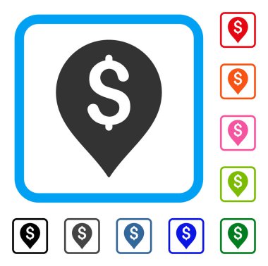 Harita işareti bankacılık simgesi çerçeveli