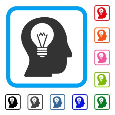 Akıl ampul simgesi çerçeveli