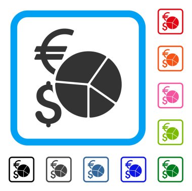 Para birimi pasta grafik simge çerçeveli