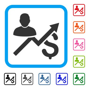 Müşteri satış grafiği simgesi çerçeveli