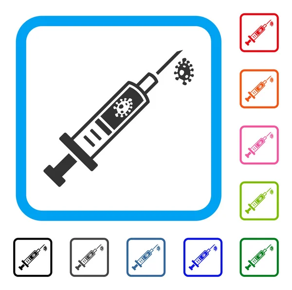 Icône encadrée par un vaccin — Image vectorielle