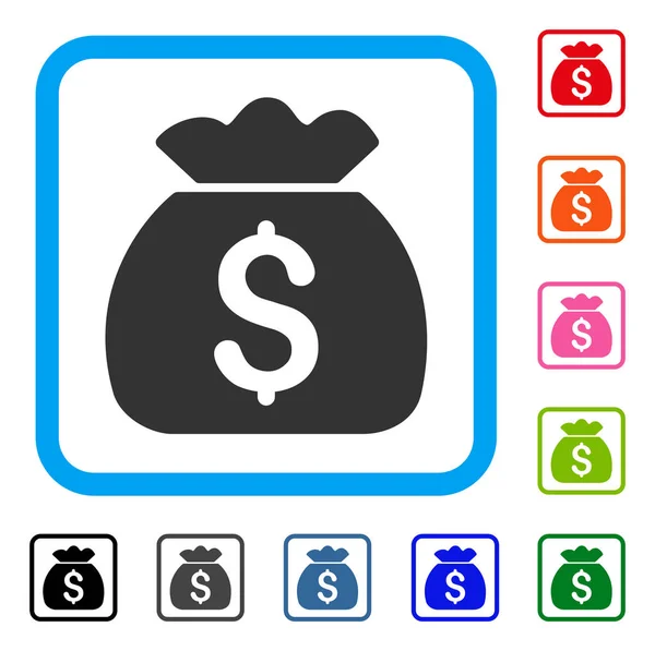 Geld tas ingelijst pictogram — Stockvector