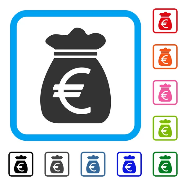 Euro bolsa de dinero icono enmarcado — Vector de stock