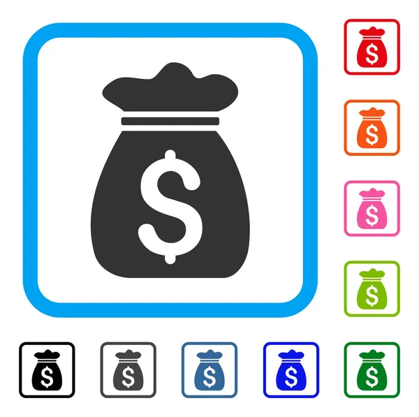 Geld tas ingelijst pictogram — Stockvector