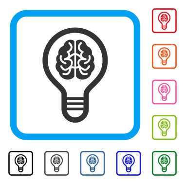 Beyin ampul simgesi çerçeveli