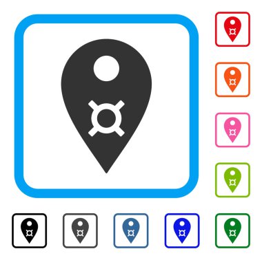 Para birimi harita işareti simgesi çerçeveli