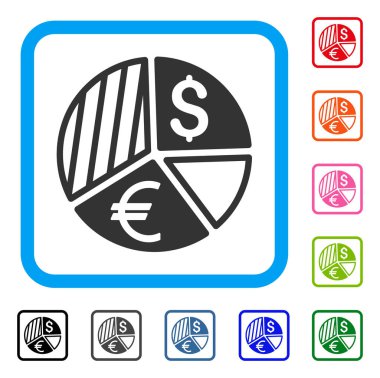 Para birimi pasta grafik simge çerçeveli