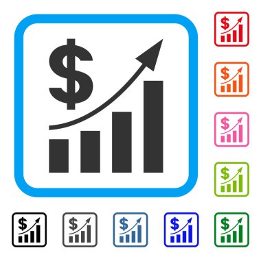Doları Bar grafik eğilim simgesi çerçeveli