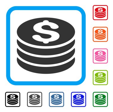 Doları para yığını simgesi çerçeveli
