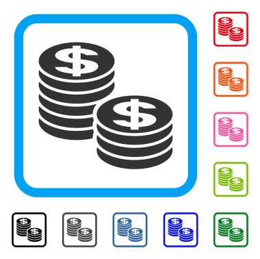 Doları para yığınları simgesi çerçeveli