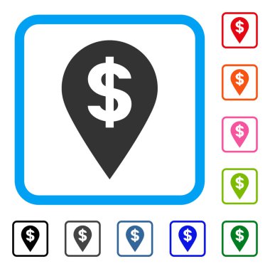 Doları harita işareti simgesi çerçeveli