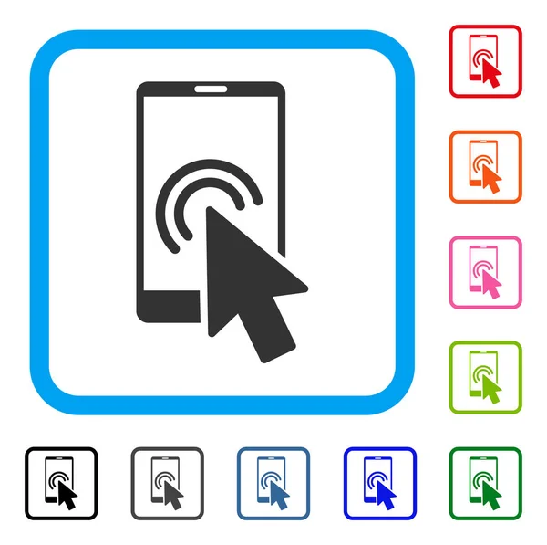 Flecha de doble clic Smartphone Icono enmarcado — Vector de stock