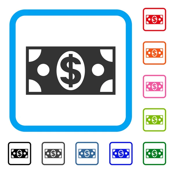 Banknot Dolar oprawione ikona — Wektor stockowy