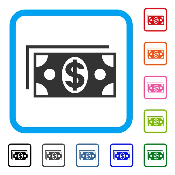 Banknotów dolara oprawione ikona — Wektor stockowy