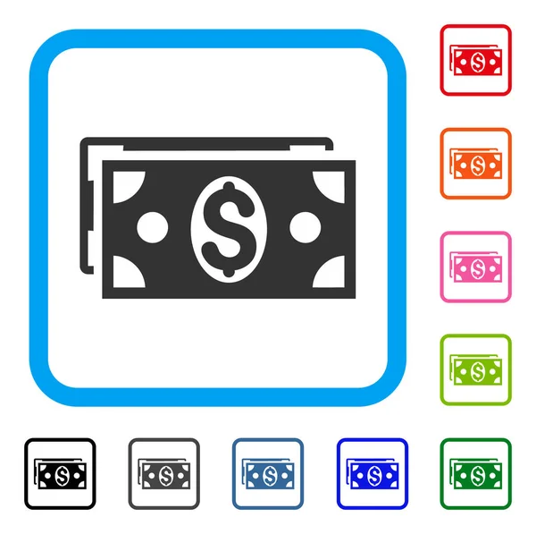 Banknotów dolara oprawione ikona — Wektor stockowy