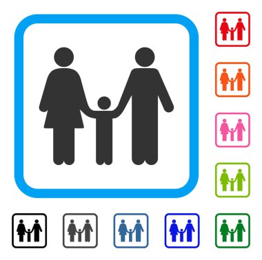 Aile çocuk simgesi çerçeveli