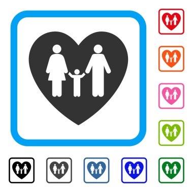 Aile sevgisi kalp simgesi çerçeveli