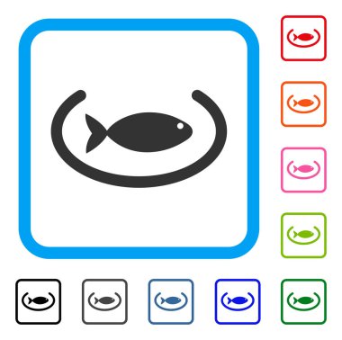 Balık konteyner yüzük simgesi çerçeveli