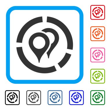 Coğrafi hedefleme diyagram simgesi çerçeveli