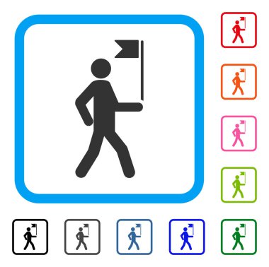 Simge Kılavuzu adam bayrak ile çerçeveli