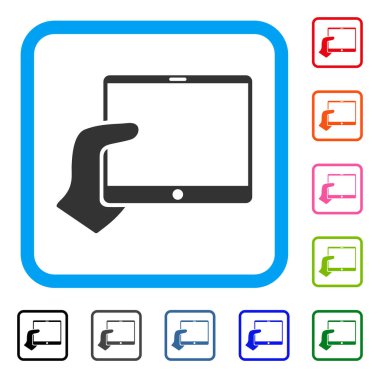 Tablet simgesi çerçeveli el tutar