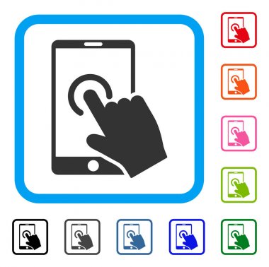 El dokunmatik akıllı telefon simgesi çerçeveli
