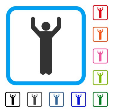 Eller yukarı poz simgesi çerçeveli