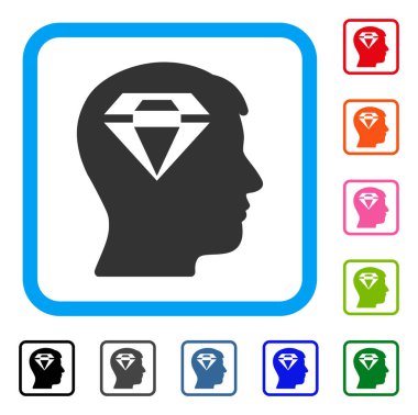 İnsan kafası elmas simgesi çerçeveli