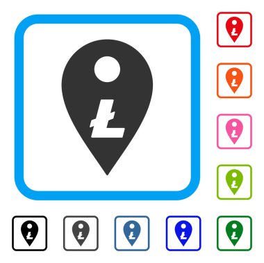 Litecoin harita işareti simgesi çerçeveli