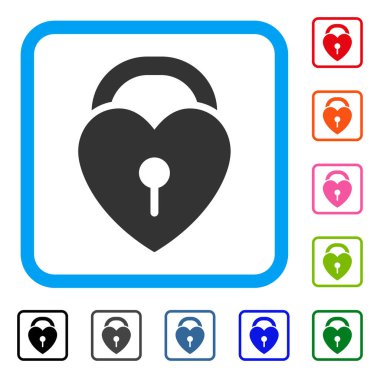 Aşk kalp kilit simgesi çerçeveli