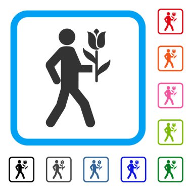 Sevgilisi ile çiçek simgesi çerçeveli