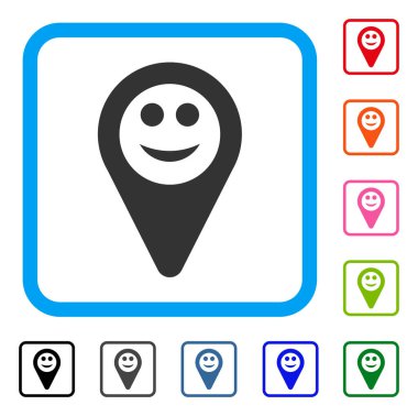 Harita işaretleyici gülümseme simgesi çerçeveli