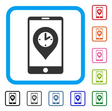 Mobil zaman işaretçi simgesi çerçeveli