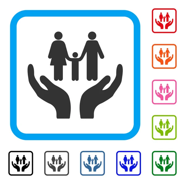 Icono enmarcado de manos de cuidado familiar — Vector de stock