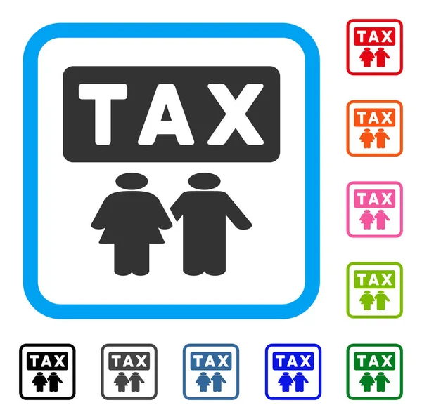 Familie belastingdruk ingelijst pictogram — Stockvector