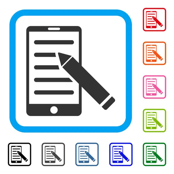 Mobiele bewerken potlood ingelijst pictogram — Stockvector