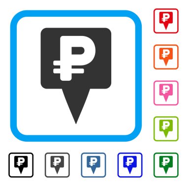 Rublesi harita işaretçi simgesi çerçeveli